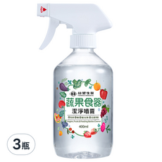 台塑生醫 Dr's Formula 蔬果食器潔淨噴霧, 400ml, 3瓶