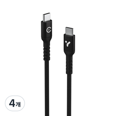 요이치 웨이크Q1 아이폰 갤럭시 100W USB C to C 고속 충전 케이블, 블랙, 4개, 100cm