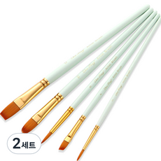 Dasababa 多功能油畫筆5件組 綠色, 12號, 10號, 6號, 4號, 2號, 2套