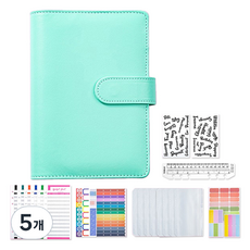 MaDaKkuMi 現金挑戰日記本A6活頁夾 6孔, 薄荷, 5個