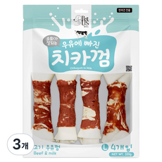 펫어스 강아지 치카껌 간식, 320g, 3개, 혼합맛(우유/소고기)