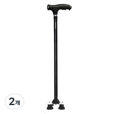 실버케인 접이식 LED 지팡이 세이프고정 4발 1발가능, 블랙, 2개