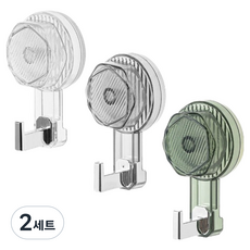 한봄누리 흡착식 다이얼 욕실 다용도 벽걸이 3종 세트, 투명 화이트, 투명 그레이, 투명 그린, 2세트