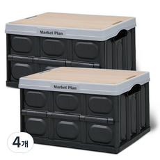 마켓플랜 우드상판 폴딩박스 56L, 블랙, 4개
