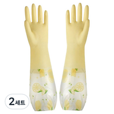 Mabso Shop 女用清新防水橡膠手套 雙手組 HR2676, 黃色, FREE(one size), 2套