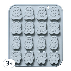 兔子熊矽膠模具 16孔, 3個, 隨機出貨