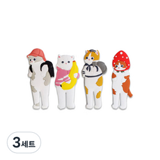 리에르 컨셉 고양이 자석 구부러지는 자석 마스크걸이 4종, 캠핑 고양이 + 여행 고양이 + 바나나 고양이 + 딸기 고양이, 3세트