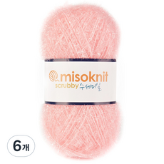 미소털실 펄 수세미실 80g, 09연핑크, 6개