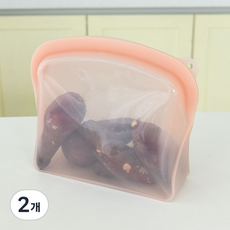프렐류드 멜로우 실리콘 지퍼백 핑크, 2개, 2L