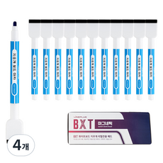라인플러스 자석 지우개 보드마카 12p + 지우개 패드 세트, 청색, 4개