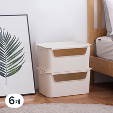 EZLIVING 多功能食品儲藏室收納箱, 象牙白, 22L, 6個