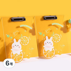 머니풀 일러스트 투명 클립보드 A4 30.6 x 22.5 cm, 오렌지, 6개