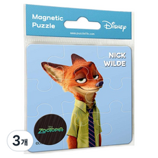 Zootopia 動物方城市 尼克磁性拼圖 D927, 3個, 9件