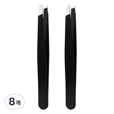 바움미루 스텐 아이브로우 핀셋 사선, 8개, 블랙