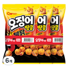 청우식품 오징어땅콩 불닭맛 3p, 270g, 6개