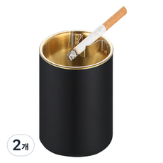 그린리빙 심플 스테인리스 재떨이, 블랙, 2개