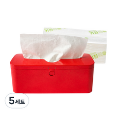 Morning Dew廚房毛巾100p+毛巾盒紅色, 100張, 5組