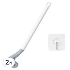 실리콘 틈새 화장실 커브 변기 청소솔, 화이트, 2개