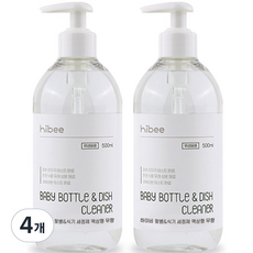 hibee 奶瓶餐具清潔液 瓶裝 無香, 4個, 500ml