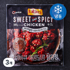 비비큐 매콤달콤 닭강정 (냉동), 500g, 3개