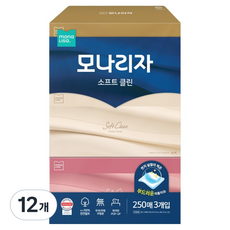 모나리자 소프트 클린 천연펄프 2겹 미용 티슈, 250개입, 12개