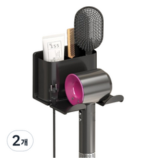 굿즈틱스 무타공 수납형 드라이기 거치대, 블랙, 2개