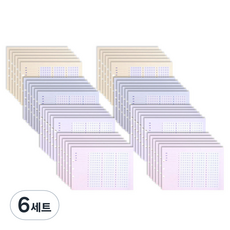루카랩 6공 슬림 시험점수 관리 리필속지 4종 x 6p 세트, 6세트