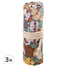 알로데 캔버스 리드 커튼 색연필 파우치 36색 46 x 20 cm, 08 귀여운캣, 3개