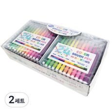 書法24色彩色軟毛筆組 6入, 單一顏色, 2套