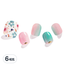젤팡 파스텔 플라워 패디 팁 유광, 혼합색상, 6세트