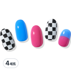 힙칙 네일드 잇 세미 큐어 젤 네일 스트립 세트, 체크 온 플릭, 4세트