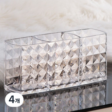 DULU 多功能便利3層桌面整理盒, 透明鑽石, 4個