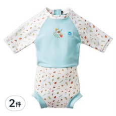 Splash About Happy Nappy Sunsuit 抗UV連身版游泳尿布褲 森林小橡果, XXL, 2件