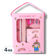 꼬까 학용품 캐릭터 문구세트, 핑크, 4세트