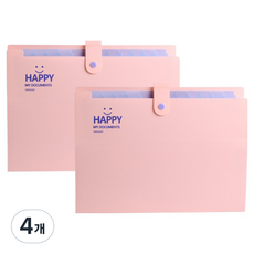 코히모 파일홀더 A4 12칸 서류 정리 파일 5W0196, 4개, 핑크