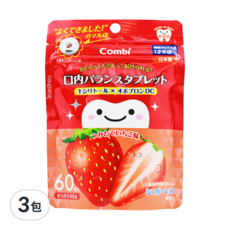 Combi 康貝 teteo無糖口嚼錠 60入 48g 日本製造, 草莓, 3包