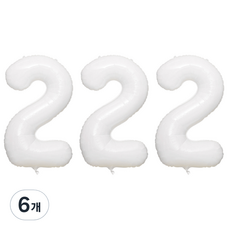 joyparty 大號鋁箔數字氣球2, 白色, 6個