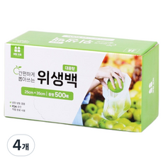 생활드림 뽑아쓰는 대용량 일회용 위생 비닐봉지 중 25 x 35 cm, 4개, 500개입, 중(M)