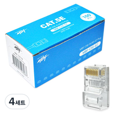 엠비에프 CAT 5E RJ45 이지 플러그 관통형 컨넥터 MBF-C5E-EZ 100p 세트, 투명, 4세트, 22cm