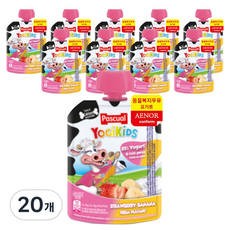 파스쿠알 요기키즈 요거트 80g, 딸기바나나맛, 20개