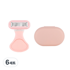 퍼플빈 휴대용 여성 제모 면도기 + 케이스 세트 핑크, 1개입, 6세트