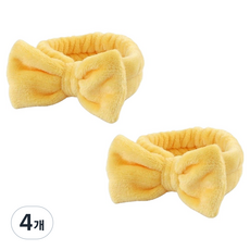 Woni家 蝴蝶結洗臉髮帶, 4個, 黃色