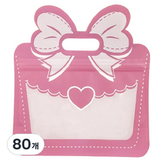 마켓감성 리본 스몰띵즈 지퍼팩, 핑크, 80개