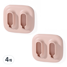 아리코 부착식 커플 2홀 칫솔걸이, 핑크, 4개
