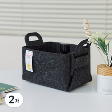 리브맘 접이식 펠트 비비드 수납바구니, 차콜, 2개