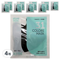 블루본 클래식 31컬러 투디 마스크 중형 KF94, 10개입, 4개, 검정색