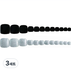 Nature's Farmer Collection 足部美甲片 24p 套組, 黑色磨砂銀珠, 3套