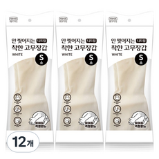 롯데이라이프 안찢어지는 착한 니트릴 고무장갑, 12개, 소(S), 화이트