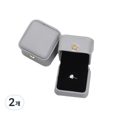 패션플로우 고급스러운 광택 크라운 반지 케이스, 그레이, 2개