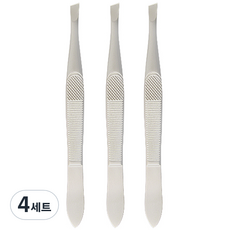 BELOTTY 不鏽鋼斜口型多用途鑷子 3入, 霧面銀, 4個